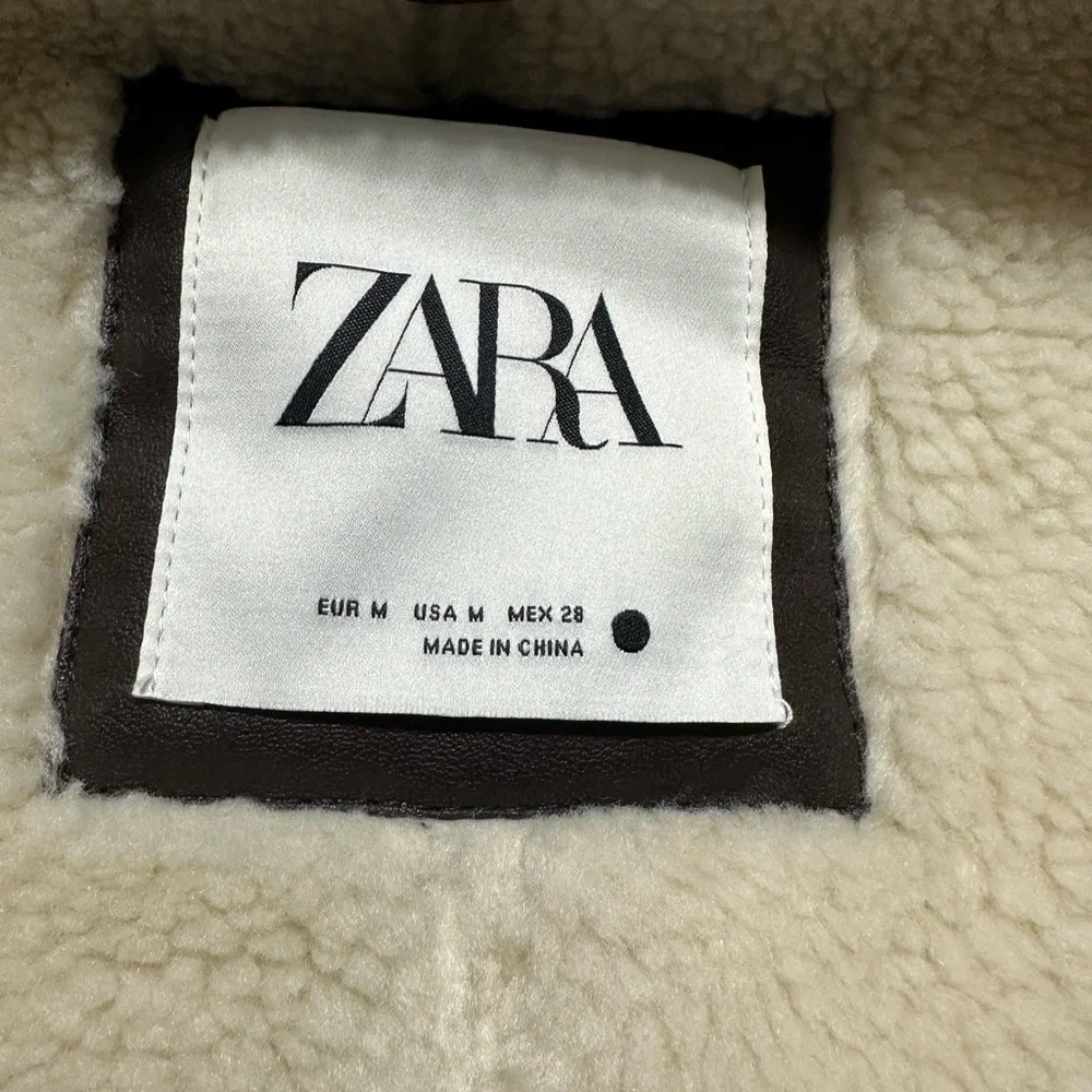 Zara Cream and Brown Shearling Vest - Picture 6 of 8